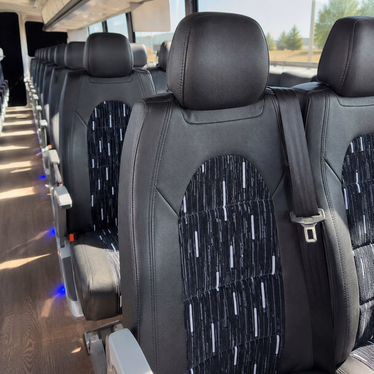 56 passenger charter bus inside